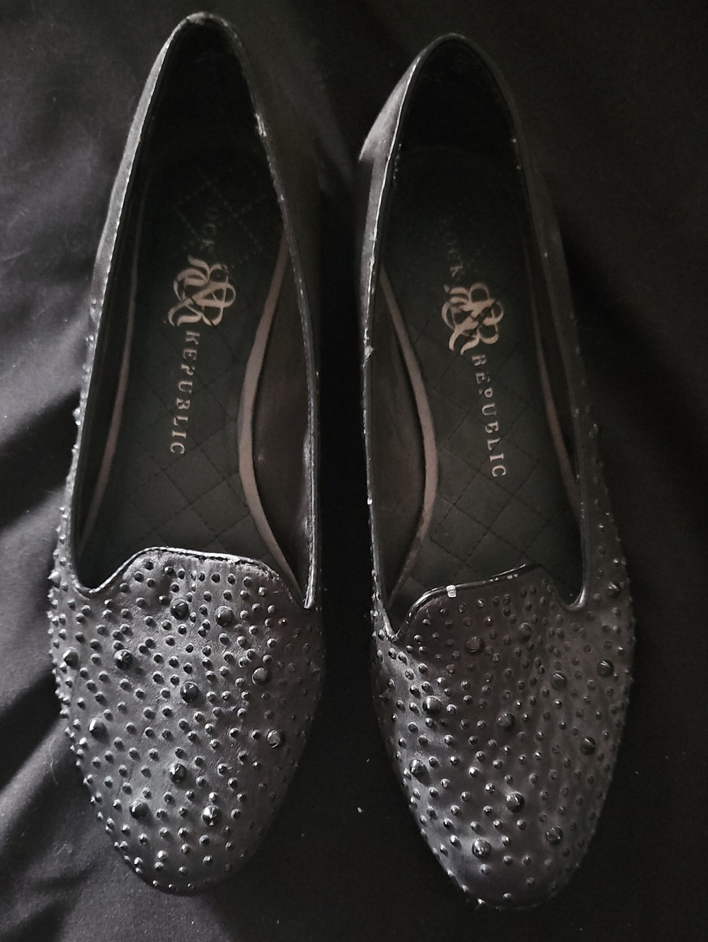 Rock Republic Black Studded Slip-On Flats